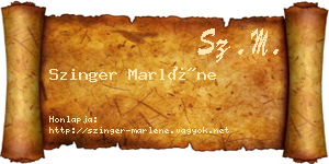 Szinger Marléne névjegykártya